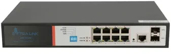 Šakotuvas Valdomas PoE jungiklis Extralink Victor, 8x Gigabit PoE/PoE+, 2x SFP, 150W