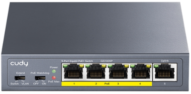 Šakotuvas Komutatorius - Cudy GS1005P Gigabit PoE 5 Prievadai Pilkas