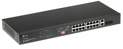 18 prievadų gigabitinis POE komutatorius – su 16 prievadų POE+