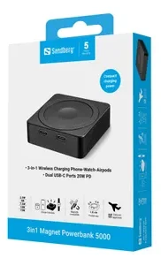 Sandberg 3in1 magnetinis powerbankas 5000