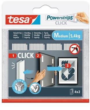 Tesa Rzep Lipnios vidinės „Velcro“ juostelės, 4 poros, 80 mm:20 mm, baltos