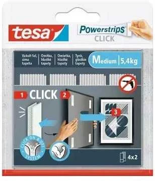 Tesa Rzep Lipnios vidinės „Velcro“ juostelės, 4 poros, 80 mm:20 mm, baltos