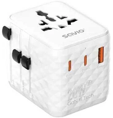 Savio AP-08 maitinimo adapteris/inverteris 20 W Baltas