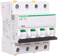 Schneider A9F04406 Grandinės pertraukiklis 4P C 6A 6kA AC iC60N-C6-4 A9F04406