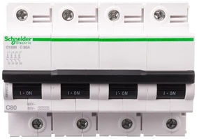 Schneider Electric Grandinės pertraukiklis 4P C 80A 6kA AC iC120N (A9N18372)