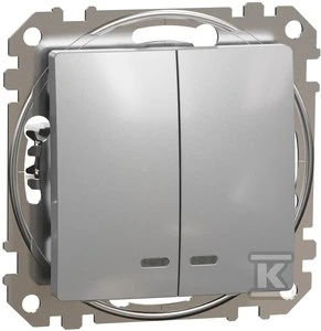 Schneider Electric Sedna Design žvakidės jungiklis su apšvietimu, sidabrinis aliuminis SDD113105L