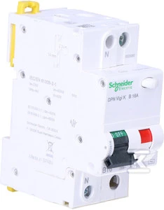 Schneider Electric „Schneider“ liekamasis grandinės pertraukiklis 2P 16A B 0,03A tipo AC DPN Vigi K - A9D22616
