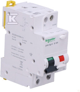 Schneider Electric Schneider įžeminimo nuotėkio grandinės pertraukiklis DPN Vigi K 2P 16A B 0.03A A9D23616