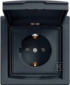„Schneider Electric“ ASFORA SCHUKO lizdas IP44 su 1-os antracito rėmu (EPH3100371)