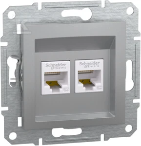 Schneider Electric Kompiuterio lizdas Asfora 2 x RJ45 kat. 5e UTP be aliuminio rėmo (EPH4400161)