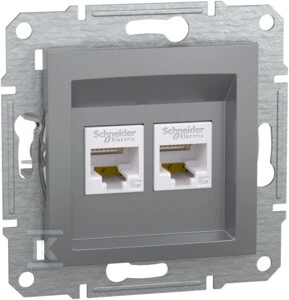 Schneider Electric Lizdas komputerowe Asfora 2 x RJ45 kat. 5e UTP bez ramki stal (EPH4400162)
