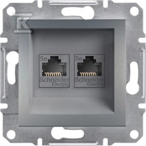 Schneider Electric Lizdas komputerowe Asfora 2 x RJ45 kat. 5e UTP bez ramki stal (EPH4400162)