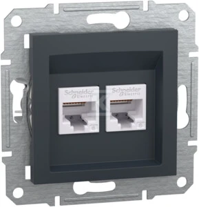 Schneider Electric Kompiuterio lizdas Asfora 2 x RJ45 kat. 6 UTP be rėmo antracitas (EPH4800171)