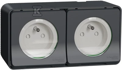 Schneider Electric Mureva Styl Lizdas 2P+PE podwójne antracytowe MUR36028