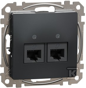 Schneider Electric Sedna Design Kompiuterio lizdas 2xRJ45 kat.5e UTP juodas antracitas SDD114452