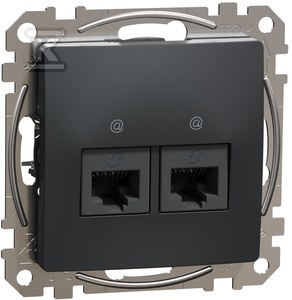 Kompiuterinis lizdas 2xRJ45 UTP Cat6 Schneider Electric Sedna Design SDD114462 (antracitas)