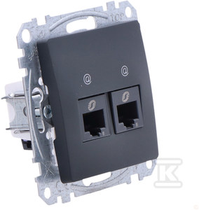Kompiuterinis lizdas 2xRJ45 UTP Cat6 Schneider Electric Sedna Design SDD114462 (antracitas)