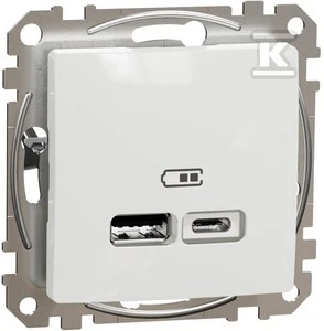 Schneider Electric Sedna Design, USB A+C 2.4A įkrovimo lizdas, baltas