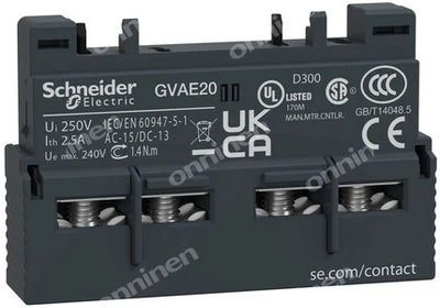 Schneider Electric Schneider pagalbinio kontakto 2Z tvirtinimas priekyje GVAE20