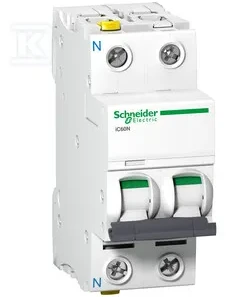 Schneider Electric grandinės pertraukiklis iC60N 1P+N 16A charakteristika B (A9F03616)