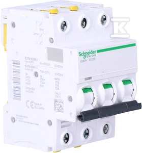 Schneider Electric grandinės pertraukiklis 3P B 25A 6kA AC iC60N - A9F03325
