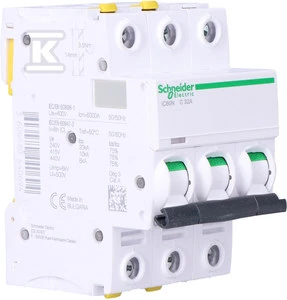 Schneider Electric miniatiūrinis grandinės pertraukiklis 3P C 32A 6kA AC iC60N - A9F04332