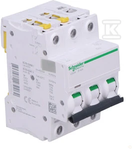 Schneider Electric miniatiūrinis grandinės pertraukiklis 3P B 40A 6kA AC iC60N - A9F03340