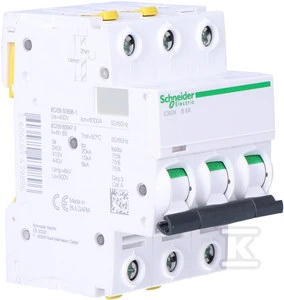 Schneider Electric miniatiūrinis grandinės pertraukiklis 3P B 6A 6kA AC iC60N - A9F03306
