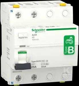 Schneider Electric Schneider Liekamosios srovės grandinės pertraukiklis Acti9 2P 25A 0,03A tipas B-EV iID-25-2-30-B-EV 25A A9Z51225