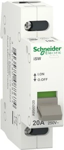 Schneider Electric Schneider valdymo jungiklis iSW 1P 20A 250V AC A9S60120
