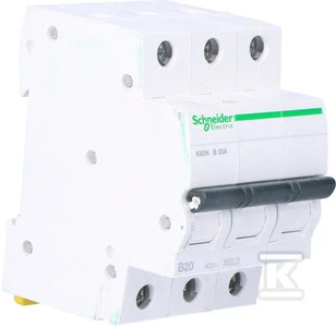 Schneider Electric miniatiūrinis grandinės pertraukiklis 3P B 20A 6kA AC K60N - A9K01320