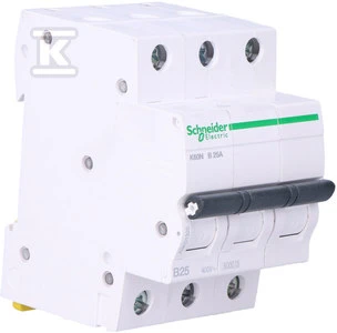 Schneider Electric miniatiūrinis grandinės pertraukiklis 3P B 25A 6kA AC K60N - A9K01325