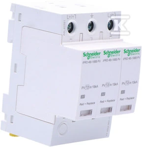 Schneider Electric viršįtampio ribotuvai PV iPRD-DC40r-T2-3-1000 3 polių Type2 / C 65 kA su kontaktu A9L40281