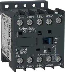 Schneider Electric PAGALBINĖS GRANDINĖS KONTAKTERIUS 3NO1NC GNYBTAS 24VDC