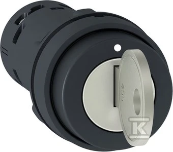 „Schneider Electric“ 2 padėčių jungiklio raktas, 22 mm, 1 be spyruoklės grąžinimo (XB7NG21)