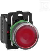 Schneider Electric Valdymo mygtukas 22mm raudonas su grįžimu su apšvietimu 1Z 1R (XB5AW34M5)