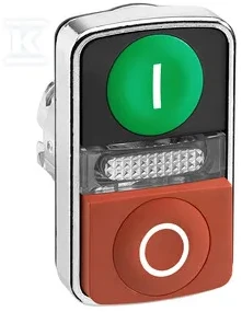 „Schneider Electric“ dvigubo mygtuko pavara žalia/raudona O-I su su foniniu apšvietimu su savaiminiu grįžimu (ZB4BW7L3741)