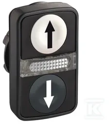 Schneider Electric dvigubo mygtuko pavara juoda /RODYKLĖS/ su apšvietimu su savaiminiu grįžimu (ZB5AW7A1724)