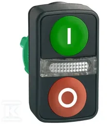 Schneider Electric Dvivietis žalias / raudonas O-- mygtukas su apšvietimu (ZB5AW7A3741)