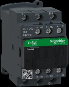 Schneider Electric Schneider maitinimo kontaktorius 3P 12A 24V DC 1NO 1NC - LC1D12BD