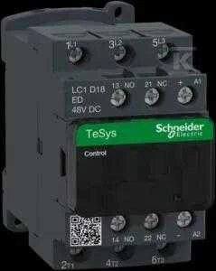 Schneider Electric „Schneider“ maitinimo kontaktorius 18A 3P 48V DC 1NO 1NC (LC1D18ED)
