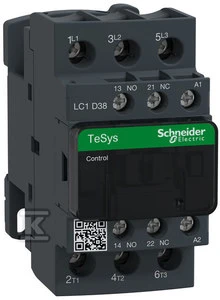 Schneider Electric „Schneider“ maitinimo kontaktorius 38A 3P 24V AC 1NO 1NC (LC1D38B7)
