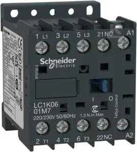 Schneider Electric Schneider maitinimo kontaktoriaus TeSys K AC3 12A 3P 1NC ritės 24VAC dėžutės gnybtai (LC1K1201B7)