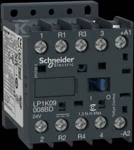 Schneider Electric Schneider maitinimo kontaktorius 9A 2NO 2C 24V DC (LP1K09008BD)