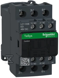 Schneider Electric „Schneider“ maitinimo kontaktorius 38A 3P 48V DC 1NO 1NC (LC1D38ED)
