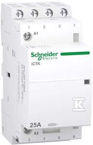 Schneider Electric SCHNEIDERE Modulinis kontaktorius Acti9 iCTK50-25-40-230 25A 4NO 50Hz 220/240 VAC Schneider be galimybės išplėsti pagalbiniais kontaktais A9C40425