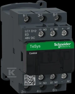 Schneider Electric „Schneider“ maitinimo kontaktorius 12A 3P 48V DC 1NO 1NC (LC1D12ED)