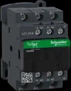 Schneider Electric Schneider elektros maitinimo kontaktorius 3P 18A AC3 230VAC 50Hz 1R + 1Z LC1D18P5