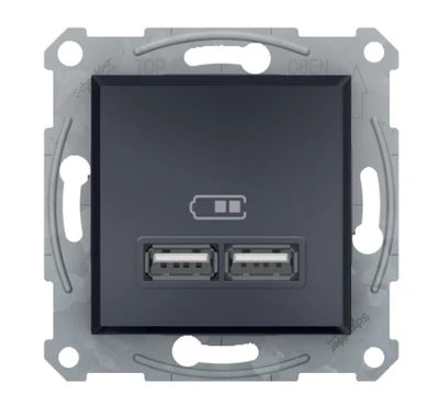 Schneider Electric Asfora Lizdas USB įkrovikliai 2.1A be rėmelio, antracitas EPH2700271