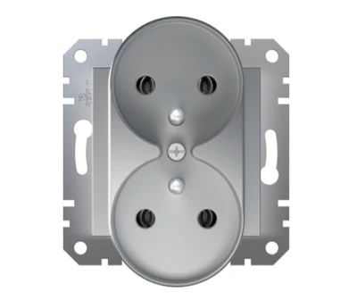 Schneider Electric Asfora Dvigubas lizdas be rėmelio aliuminio EPH9810261